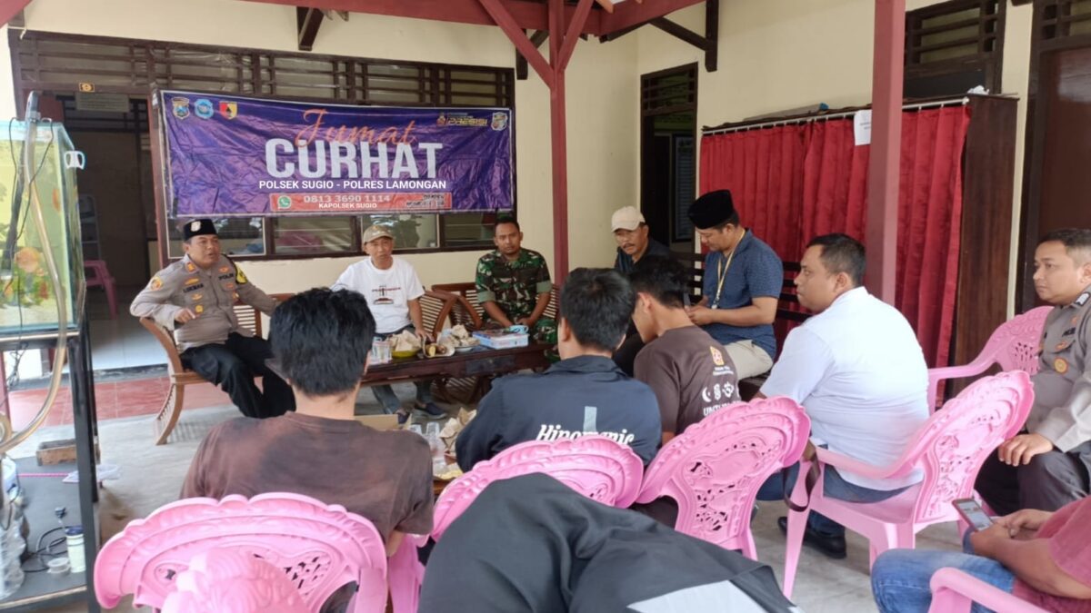 Kegiatan Jumat Curhat Kapolsek Sugio Bertempat Di Warung Kopi Dusun Balonggesing Desa Lebakadi