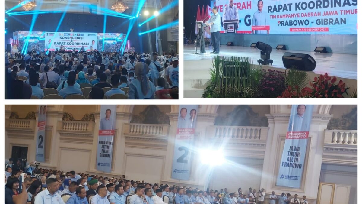 Gelar Konsolidasi Akbar TKD Prabowo Gibran Jatim Kuatkan Sinergi Tim Pemenangan Hadirkan 2 Dedengkot Jawa Timur 