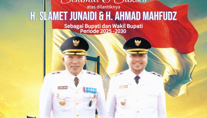 Selamat dan sukses atas pelantikan H.Slamet Junaidi dan Ahmad Mahfudz resmi dilantik sebagai Bupati dan Wakil Bupati Sampang periode 2025-2030