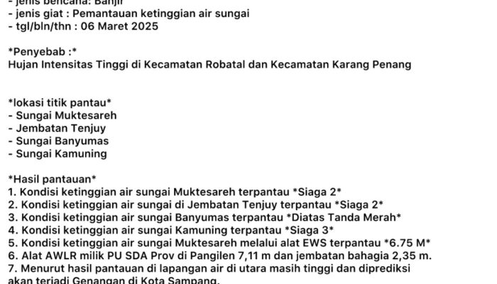 Sampang Siaga 3, Warga Diminta Waspada Banjir