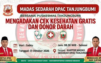 Madas Sedarah DPAC Tanjungbumi Gelar Cek Kesehatan Gratis dan Donor Darah, Ini Waktu dan Tanggalnya 
